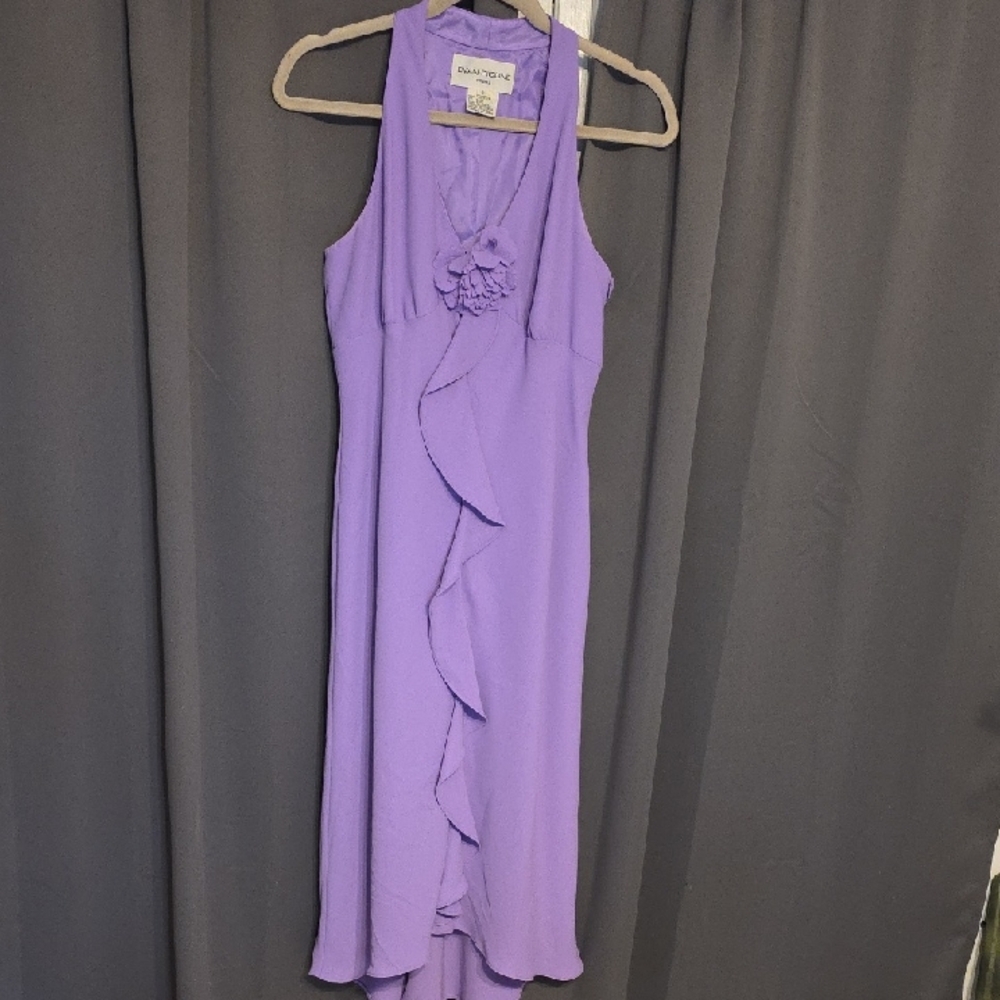 VTG Evan Picone Women's Lavender High Low Dress Formal Summer Party Ruffly Sz 6